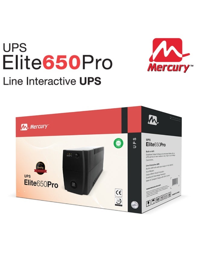 MERCURY ELITE 650 PRO, 650VA/390W, OFFLINE, 2X UNIVERSAL SOCKET, 7.5AH BATTERY - Image 2